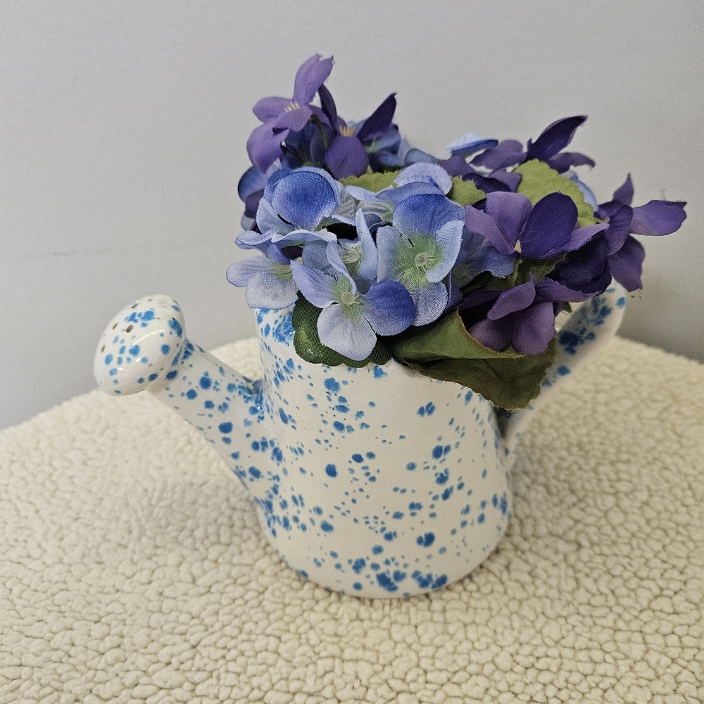 Blue and Purple Floral Ceramic Vase - Picture 10 of 16